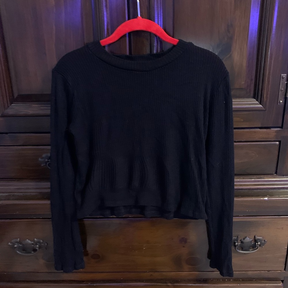 Black cotton long sleeve top